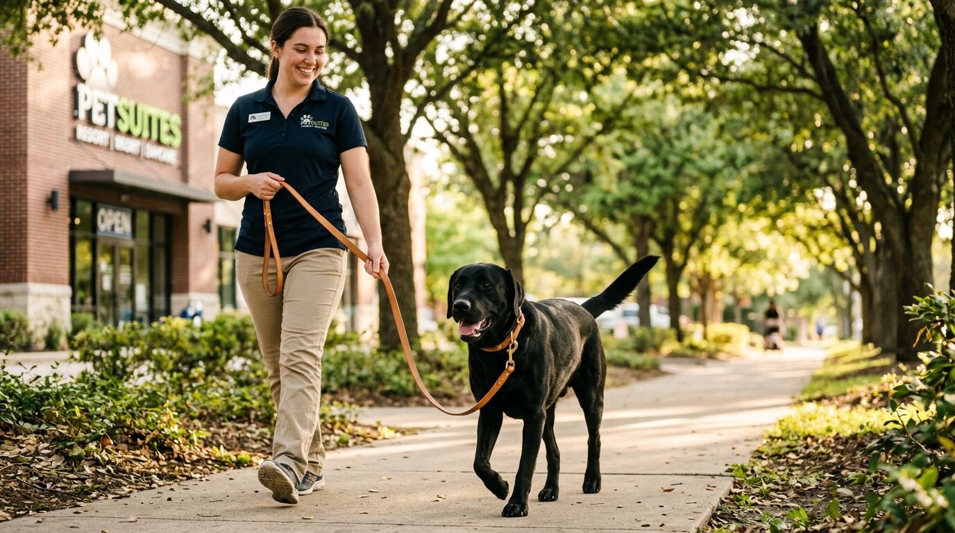 Dog with maxbone leash on PetSuites walk
